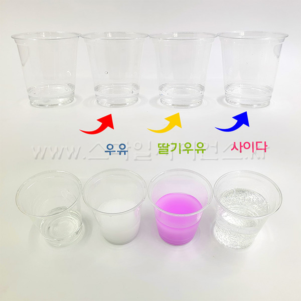 화학반응 색마술 (물 우유 딸기우유 사이다) (5인용)